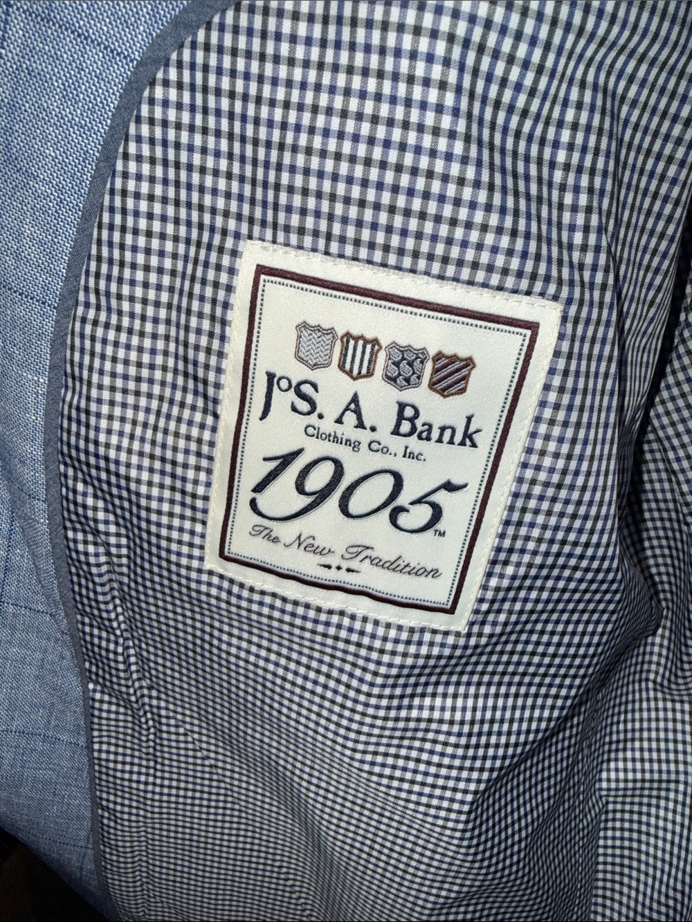 Jos. A. Bank 1905 Tailored Fit Blue Linen Wool Plaid Sport Coat Blazer 44R - Picture 2 of 13